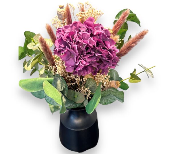 Trocken-Blumenstrauß Esmeralda, lila Hortensie, Kunstblume, Trockenblumen - Mix
