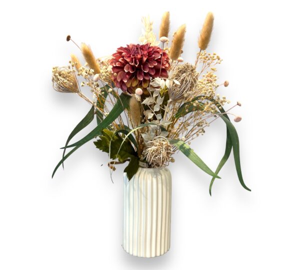 Trocken - Blumenstrauß Dalia, Dahlie, Eukalyptus, Trockenblumen - Mix, Pampas, Schleierkraut